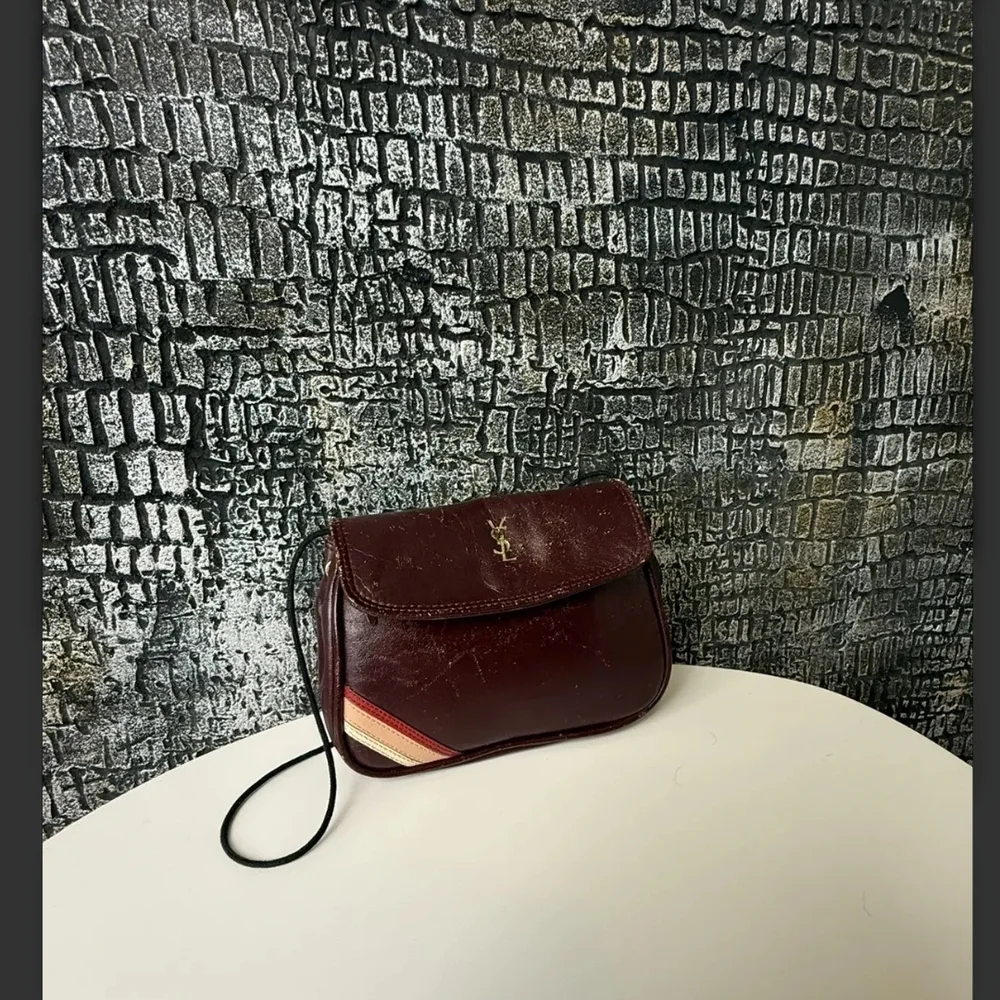 Yves Saint Laurent Vintage 1960 Safari Collection Deep Red Leather Crossbody Bag - Picture 12 of 16